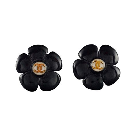 chanel black flower clip earrings|quirky clip on earrings.